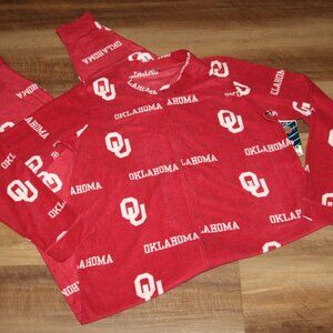 NWT! Red & White SIZE SM/MED OU Sooners Zip Front Fleece Onsie PJ Loungewear